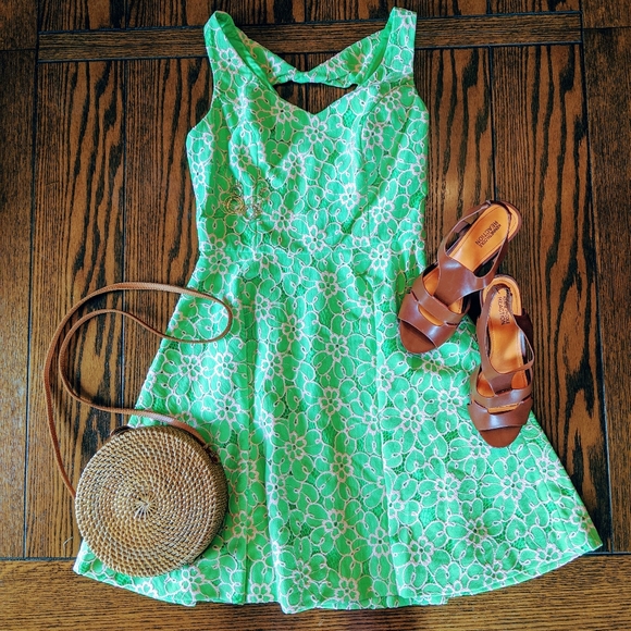 Lilly Pulitzer Dresses & Skirts - Lilly Pulitzer Green/Pink Floral Sundress 4